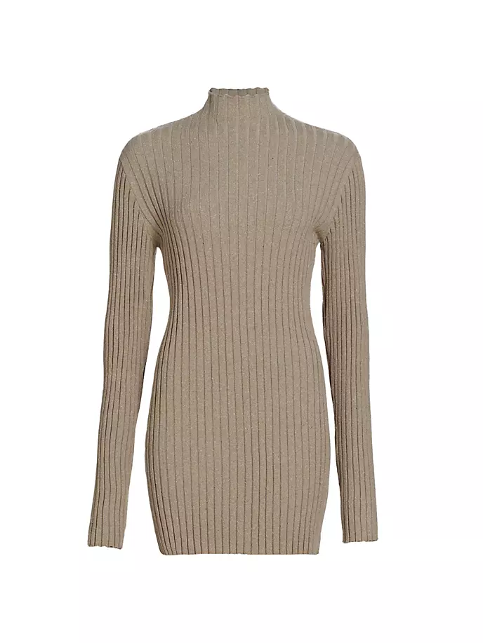 Шелковое платье-свитер в рубчик Deidree The Row, серо-коричневый