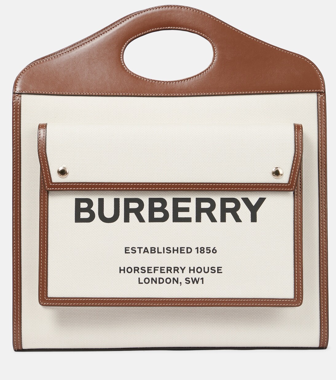 

Холщовая сумка-тоут Pocket Medium с кожаной отделкой Burberry, белый