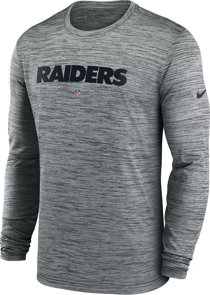 

Мужская футболка Nike Los Angeles Raiders Sideline Velocity темно-серая с длинным рукавом из вереска