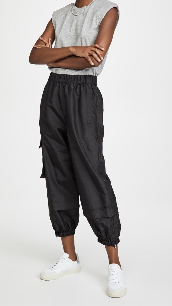 

Джоггеры Tibi Crispy Nylon Pull On, черный
