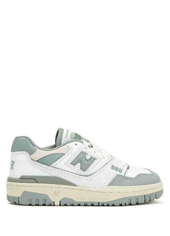 

550 бело-зеленые женские кожаные кроссовки New Balance