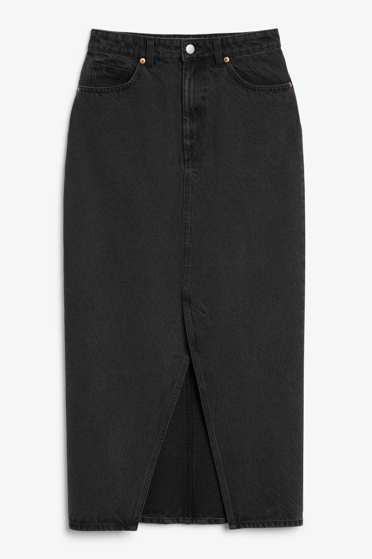 Джинсовая юбка Monki Midi, черный