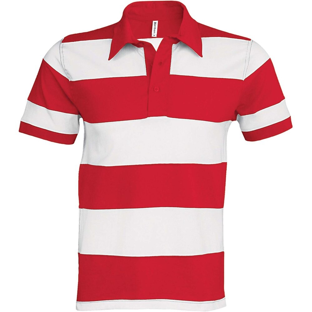 

Поло Kariban Rugby Striped, красный