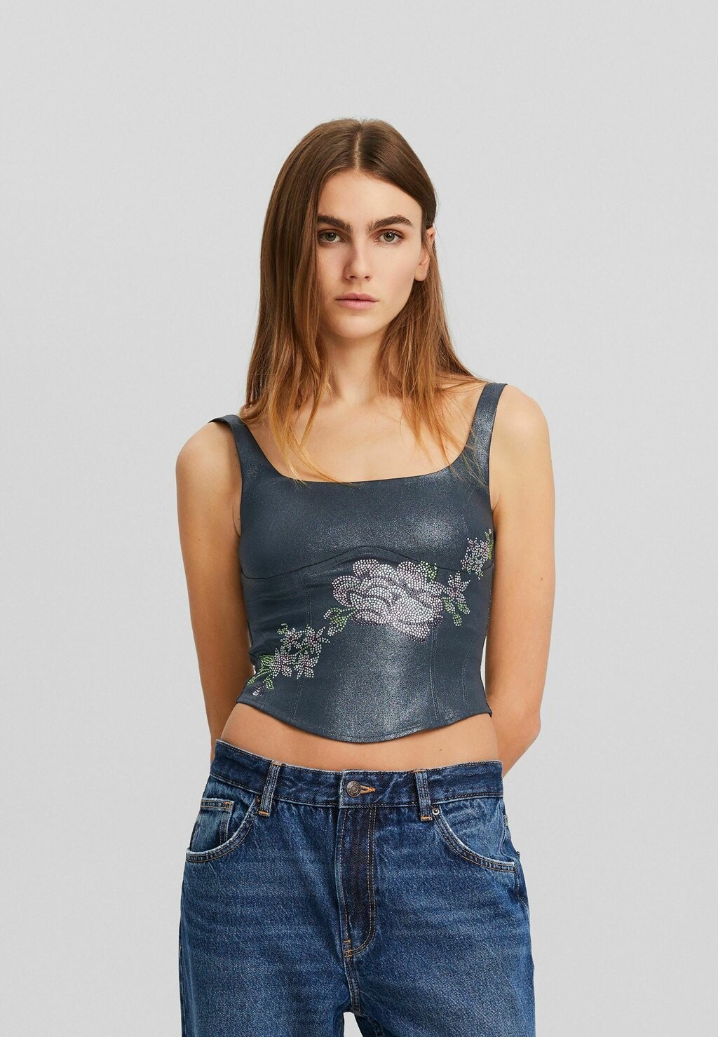 

Блузка Shimmer Со Стразами Bershka, цвет light blue