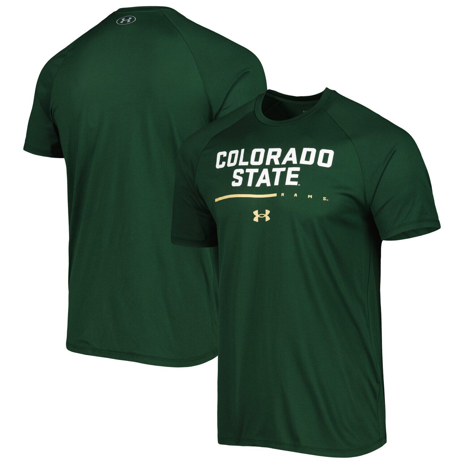 

Мужская зеленая футболка Colorado State Rams Tech Performance реглан Under Armour, Зеленый
