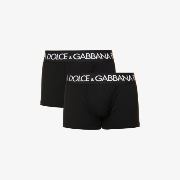 Набор из двух боксеров низкой посадки из эластичного хлопка с поясом с логотипом Dolce & Gabbana, черный