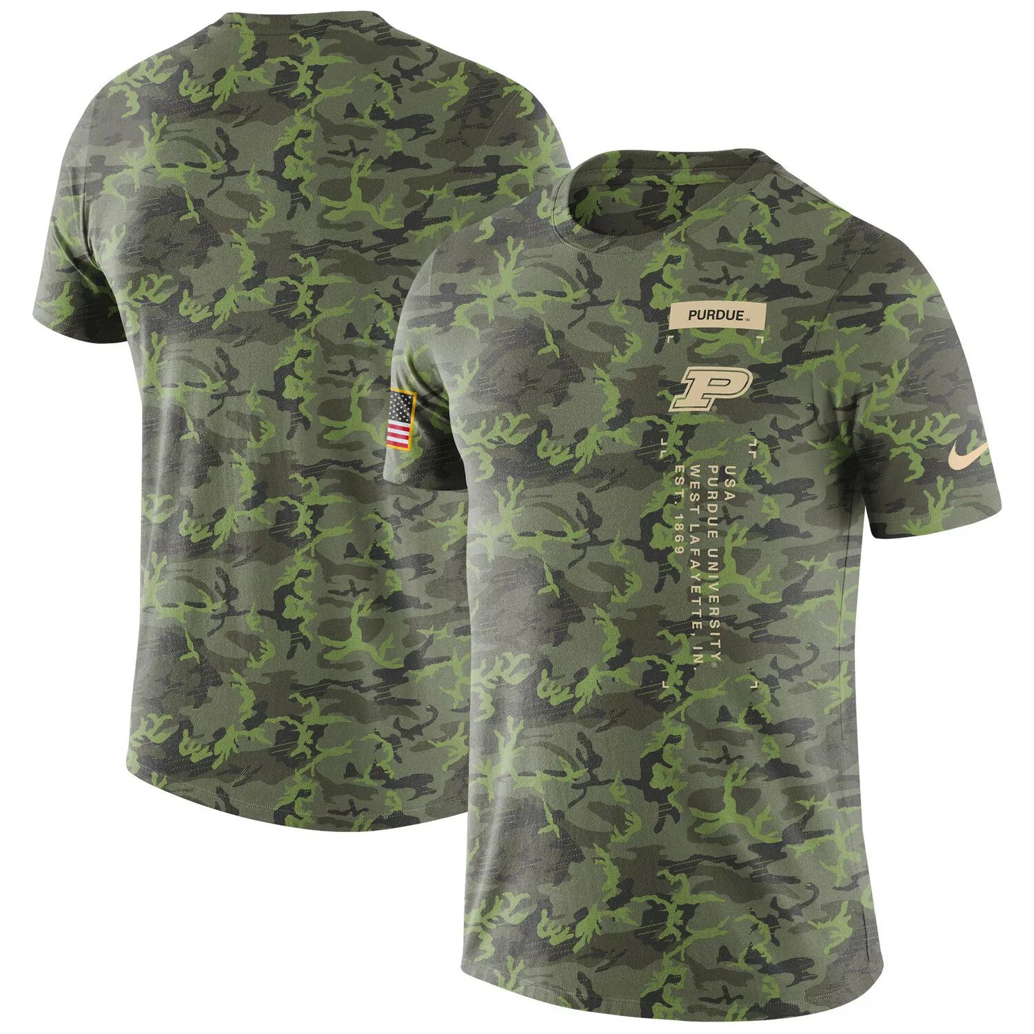 цена Мужская камуфляжная футболка в стиле милитари Purdue Boilermakers Nike