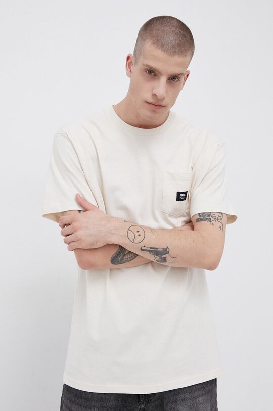 

Хлопковая футболка Vans, бежевый