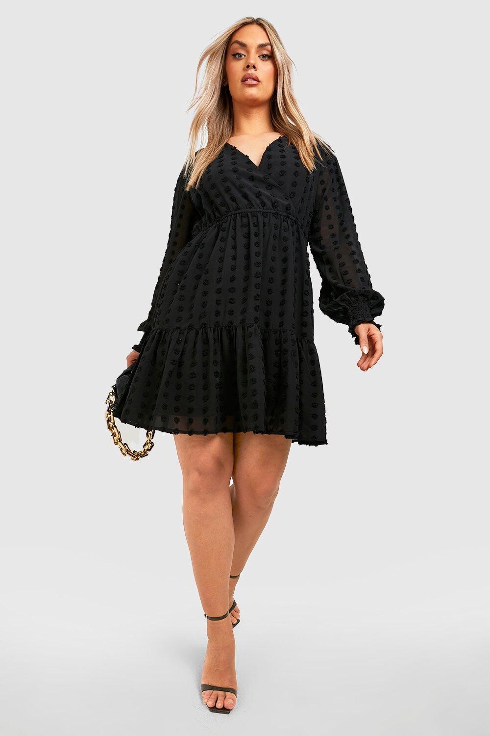 

большое платье из сетки добби Boohoo, черный