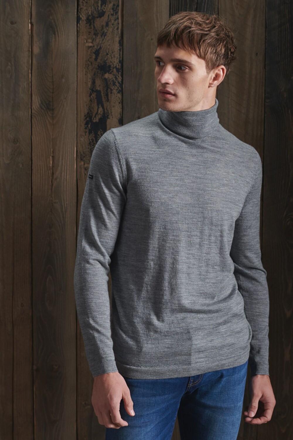 

Водолазка из шерсти мериноса Superdry, серый