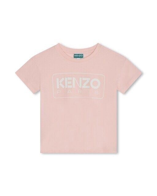 

Футболка для девочек с короткими рукавами и логотипом спереди Kenzo Kids, розовый