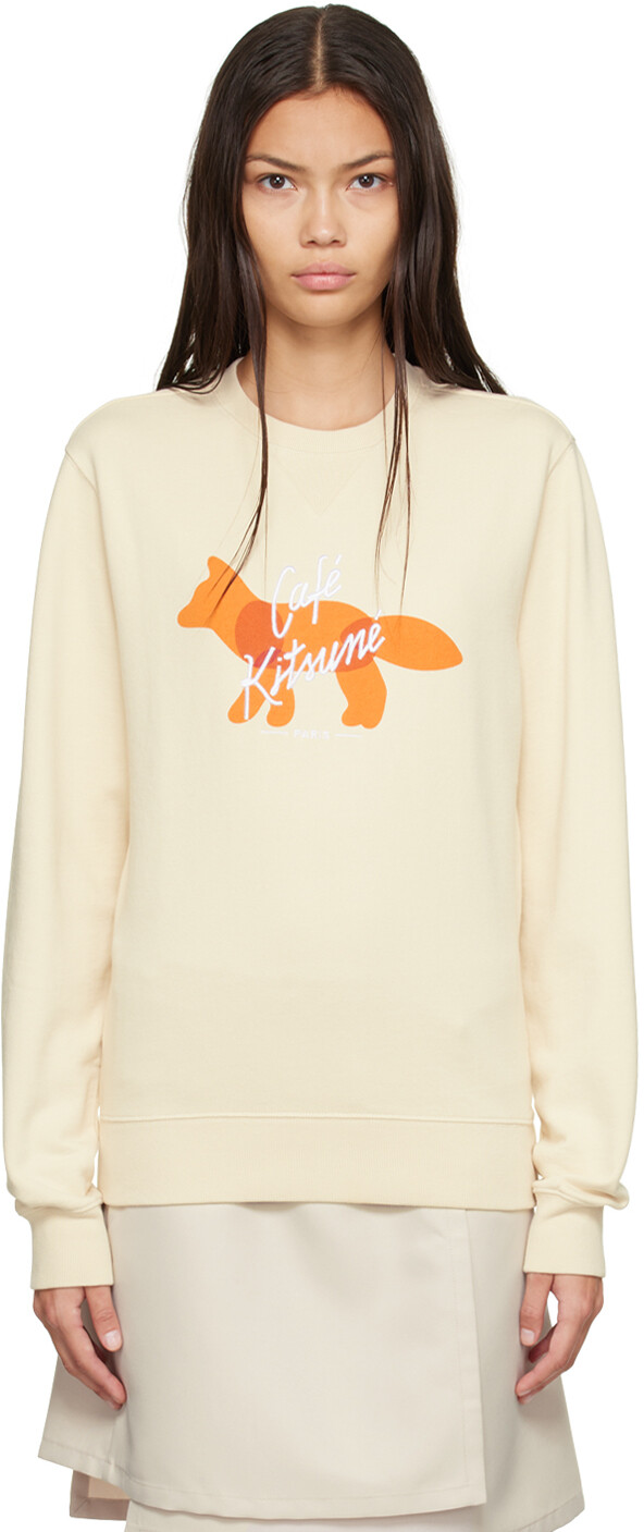 

Бежевый классический свитшот Fox Cafe Kitsune Maison Kitsune