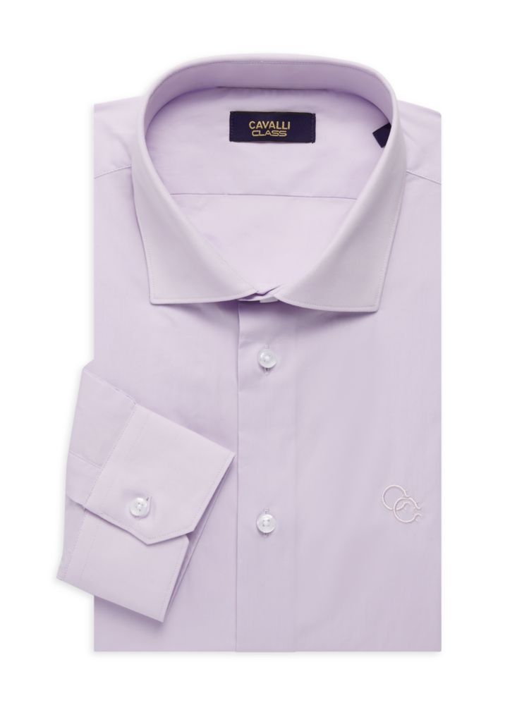 Классическая рубашка комфортного кроя с логотипом Cavalli Class By Roberto Cavalli, сирень