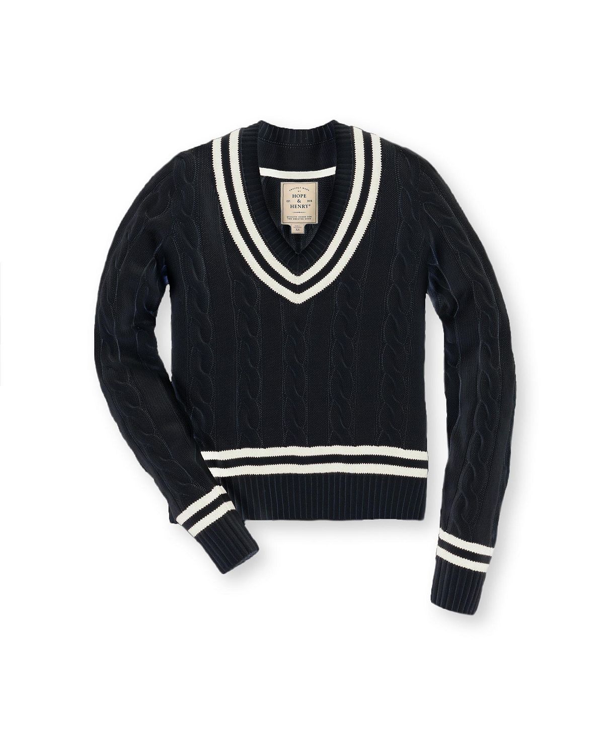 Женский свитер для крикета с длинными рукавами и v-образным вырезом Hope & Henry