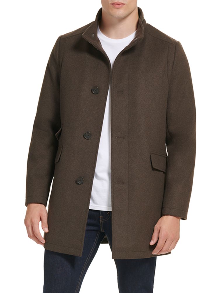 цена Пальто из смесовой шерсти с капюшоном Kenneth Cole, коричневый