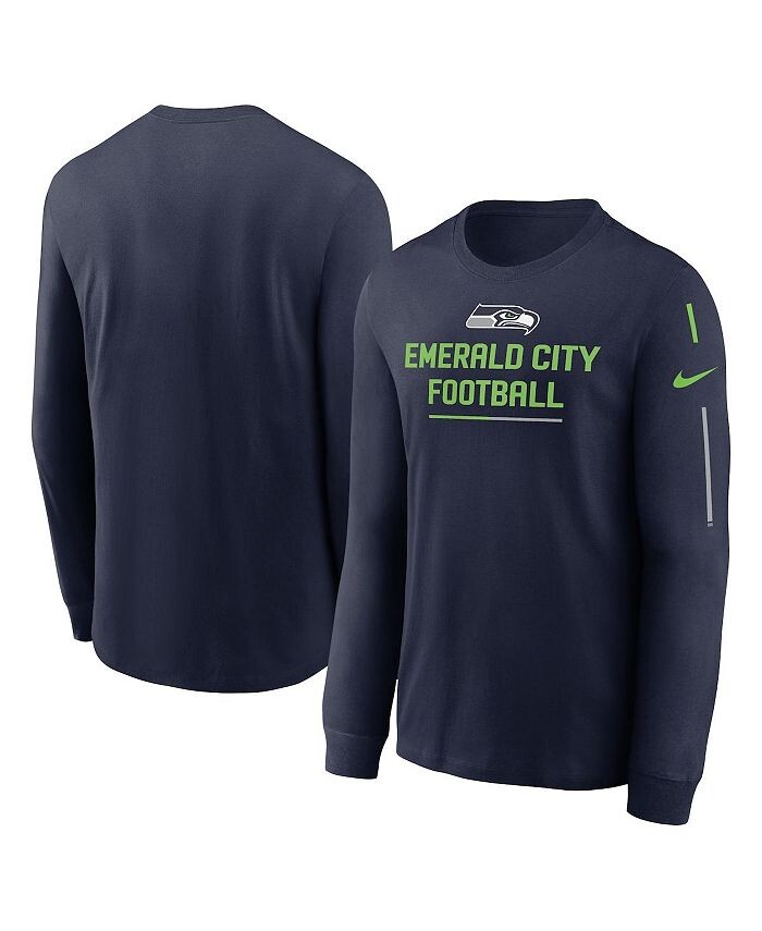 

Мужская темно-синяя футболка с длинным рукавом и слоганом команды Seattle Seahawks Nike, синий