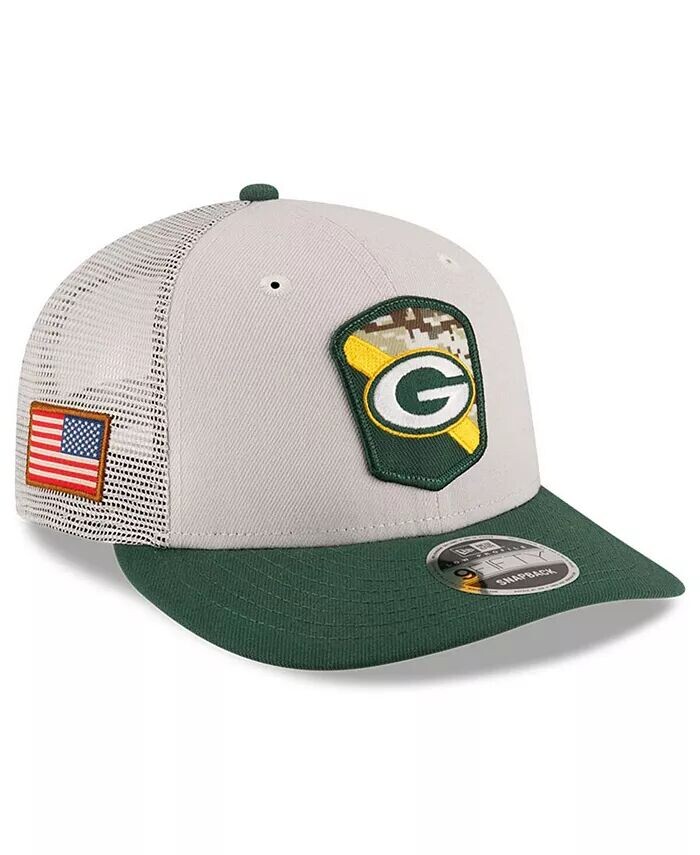 

Мужская кепка Snapback 9FIFTY с камнем зеленого цвета Green Bay Packers 2023 Salute To Service Low Profile New Era, серый