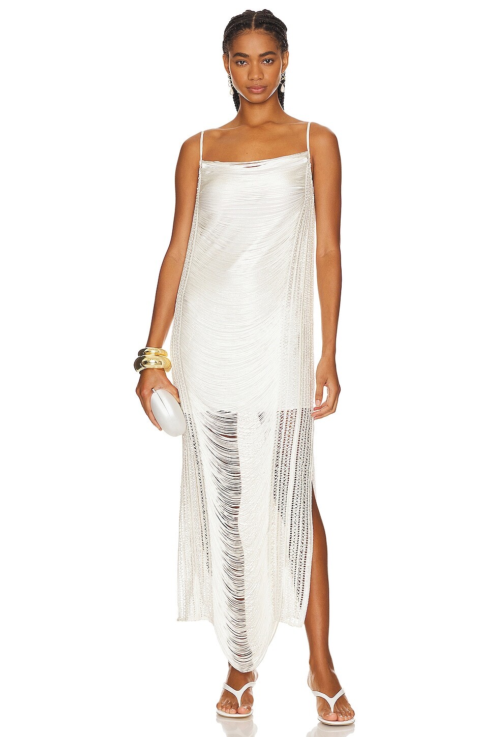

Платье макси PatBO Draped Fringe, белый