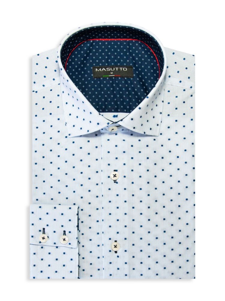 

Спортивная рубашка Terry Classic Fit в контрастный горошек Masutto, синий