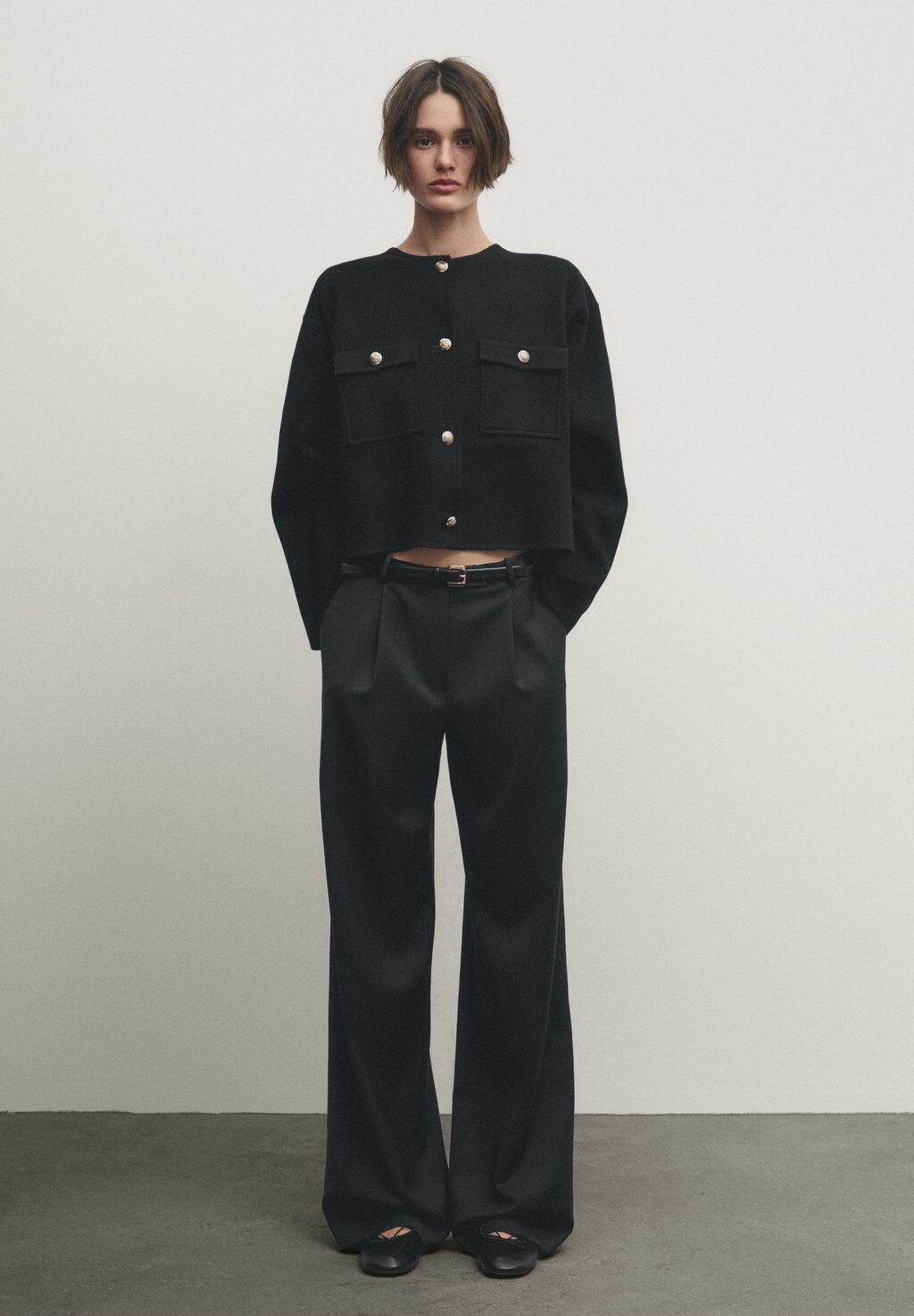 

Блейзер With Buttons Massimo Dutti, черный