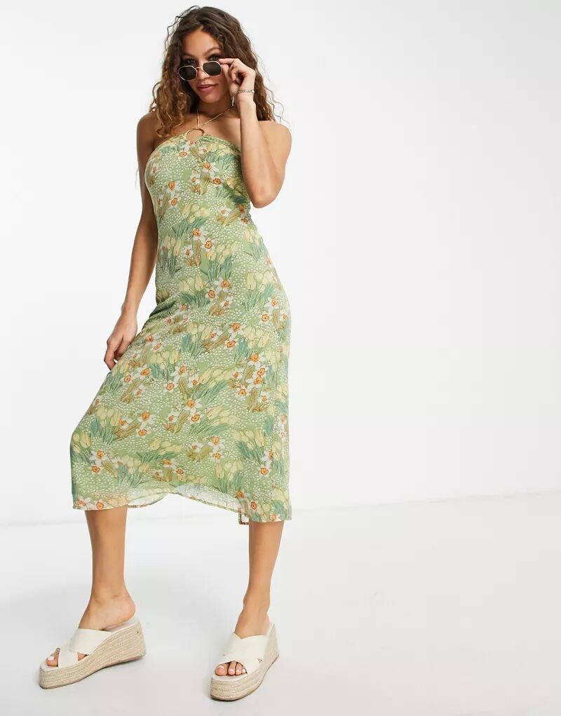 цена Зеленое платье миди с цветочным принтом Emory Park