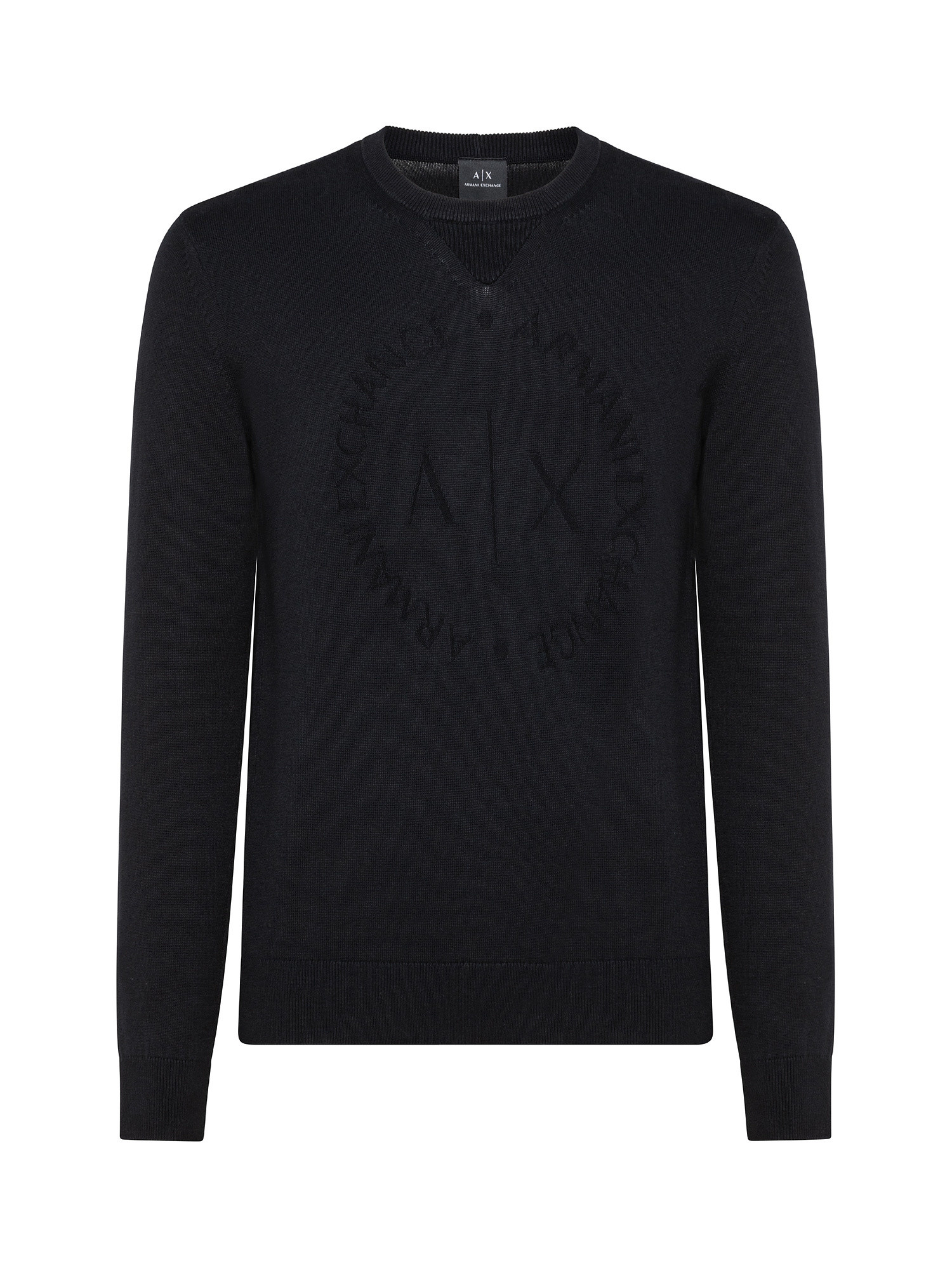 Мужской свитер с круглым вырезом и длинными рукавами Armani Exchange, черный