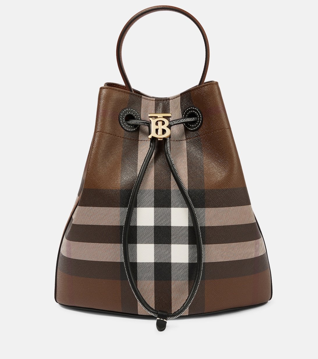 

Сумка-ведро TB в клетку из смесового хлопка Burberry, коричневый