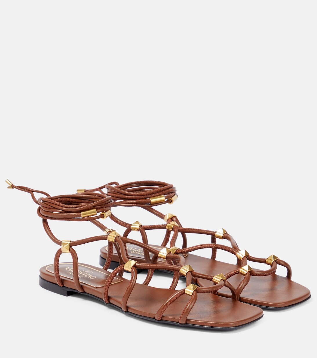 

Сандалии Rockstud Net из кожи Valentino Garavani, коричневый