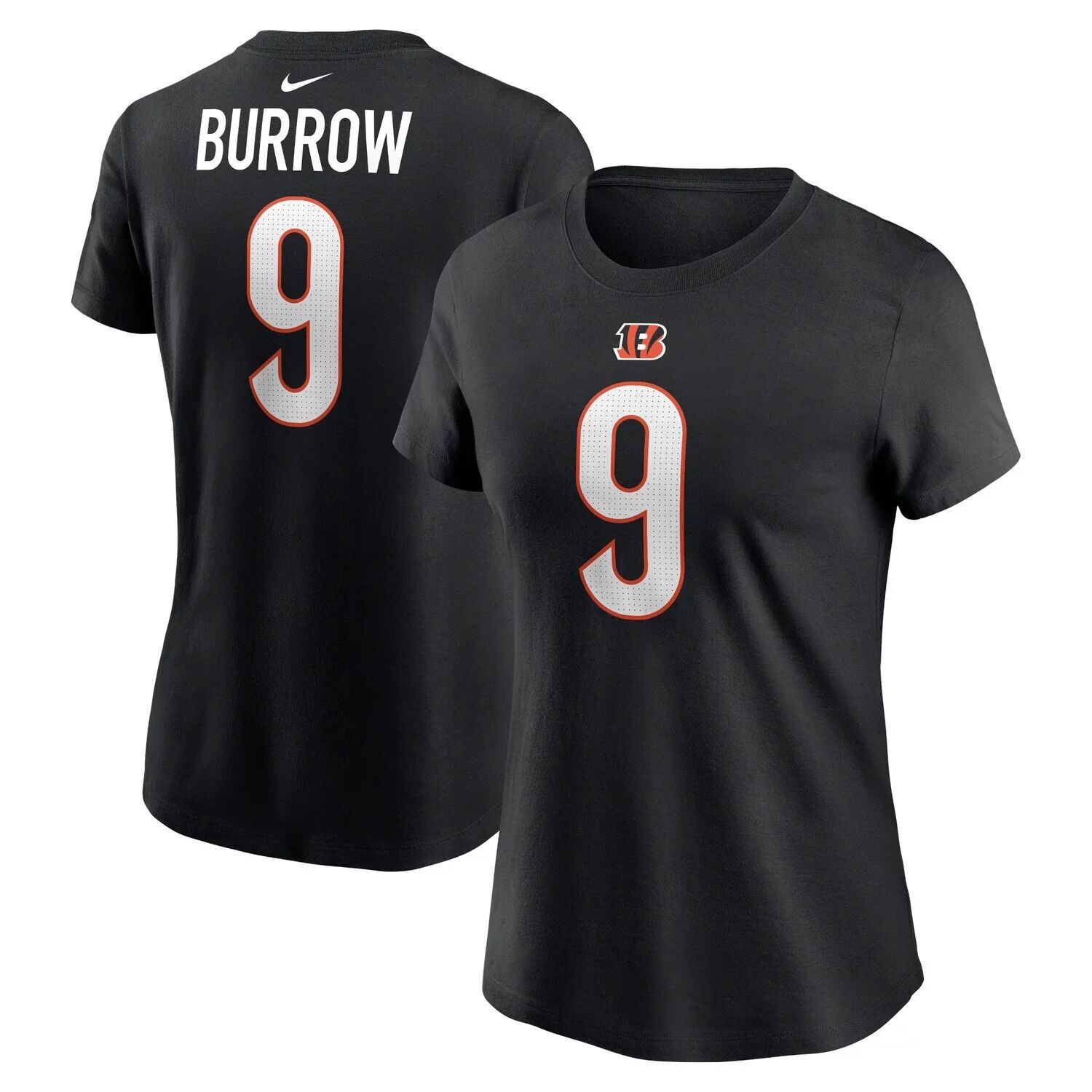 

Женская черная футболка с именем и номером игрока Nike Joe Burrow Cincinnati Bengals Nike