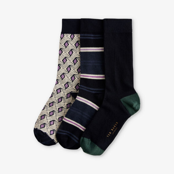 

Набор из трех полосатых носков purpak из эластичной ткани Ted Baker, цвет assorted
