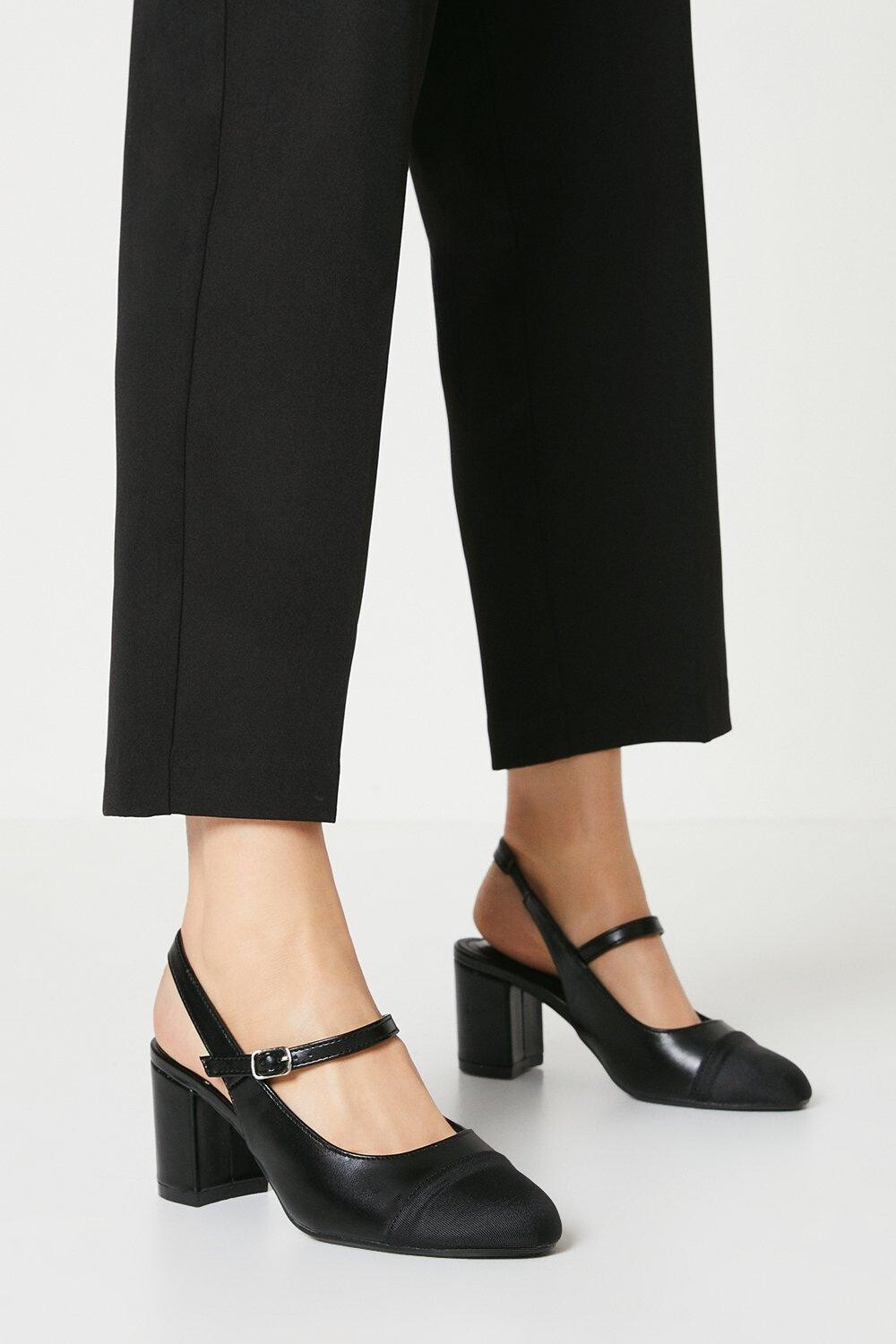 

Туфли-лодочки Darcelle на высоком блочном каблуке с пяткой на пятке Dorothy Perkins, черный