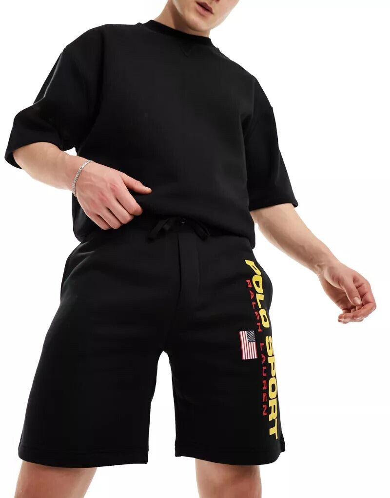 

Черные спортивные шорты с логотипом на ногах Polo Ralph Lauren Sport Capsule