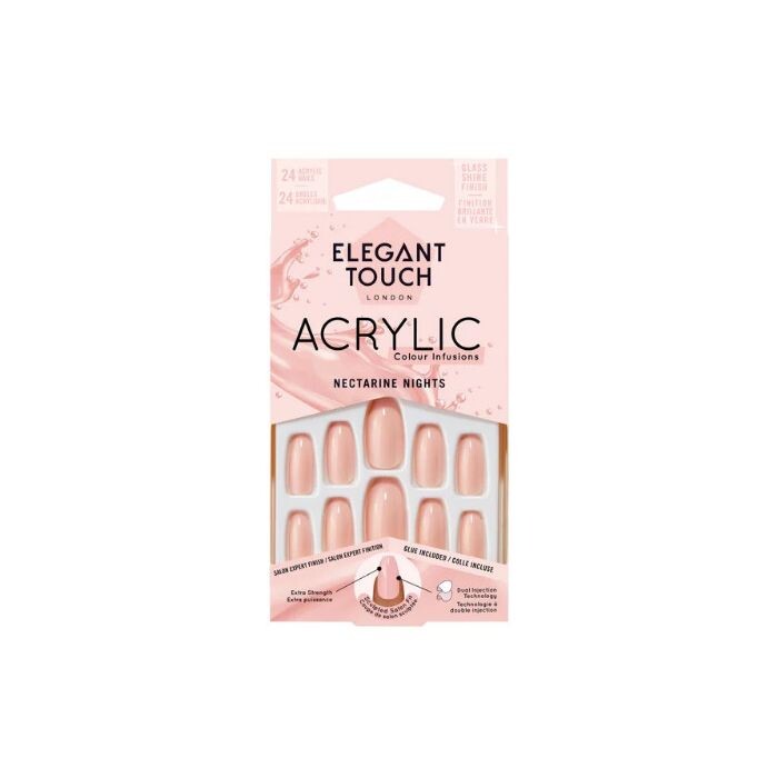

Накладные ногти Uñas Postizas Acrylic Nectarine Nights Elegant Touch, Rosa
