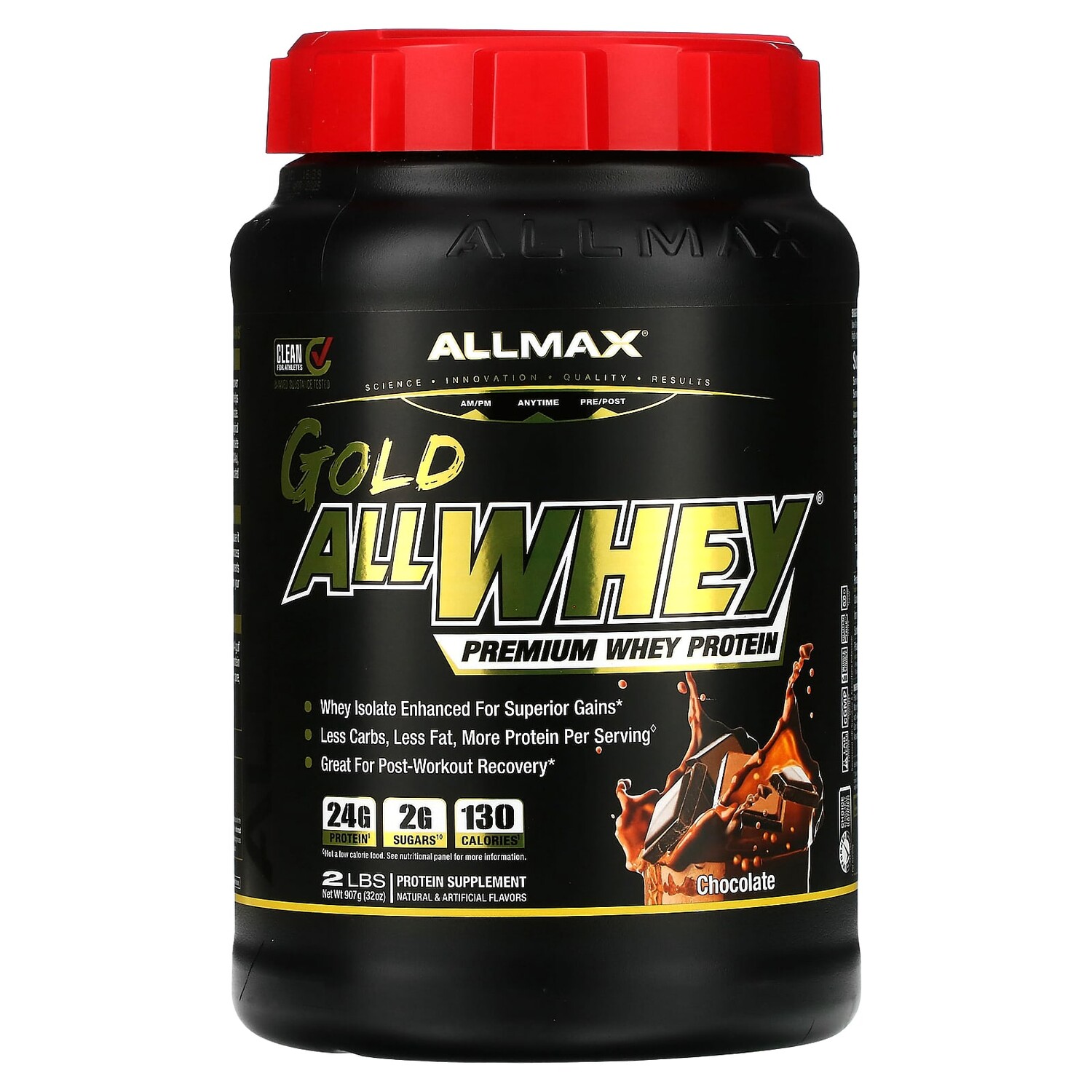

AllWhey Gold, 100 % сывороточный белок + изолят сывороточного белка премиум-качества, со вкусом шоколада, 907 г (2 фунта), ALLMAX