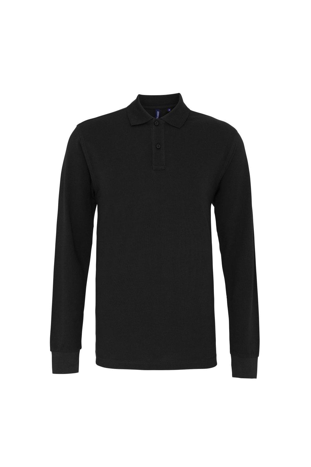 Рубашка поло классического кроя с длинными рукавами Asquith & Fox, черный рубашка поло с длинными рукавами lyle
