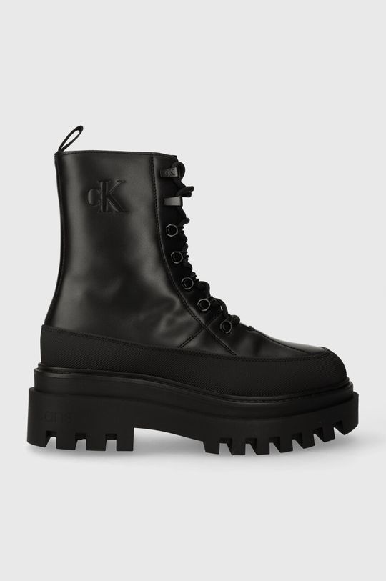 цена Кожаные ботинки FLATFORM LACE UP BOOT LTH Calvin Klein Jeans, черный