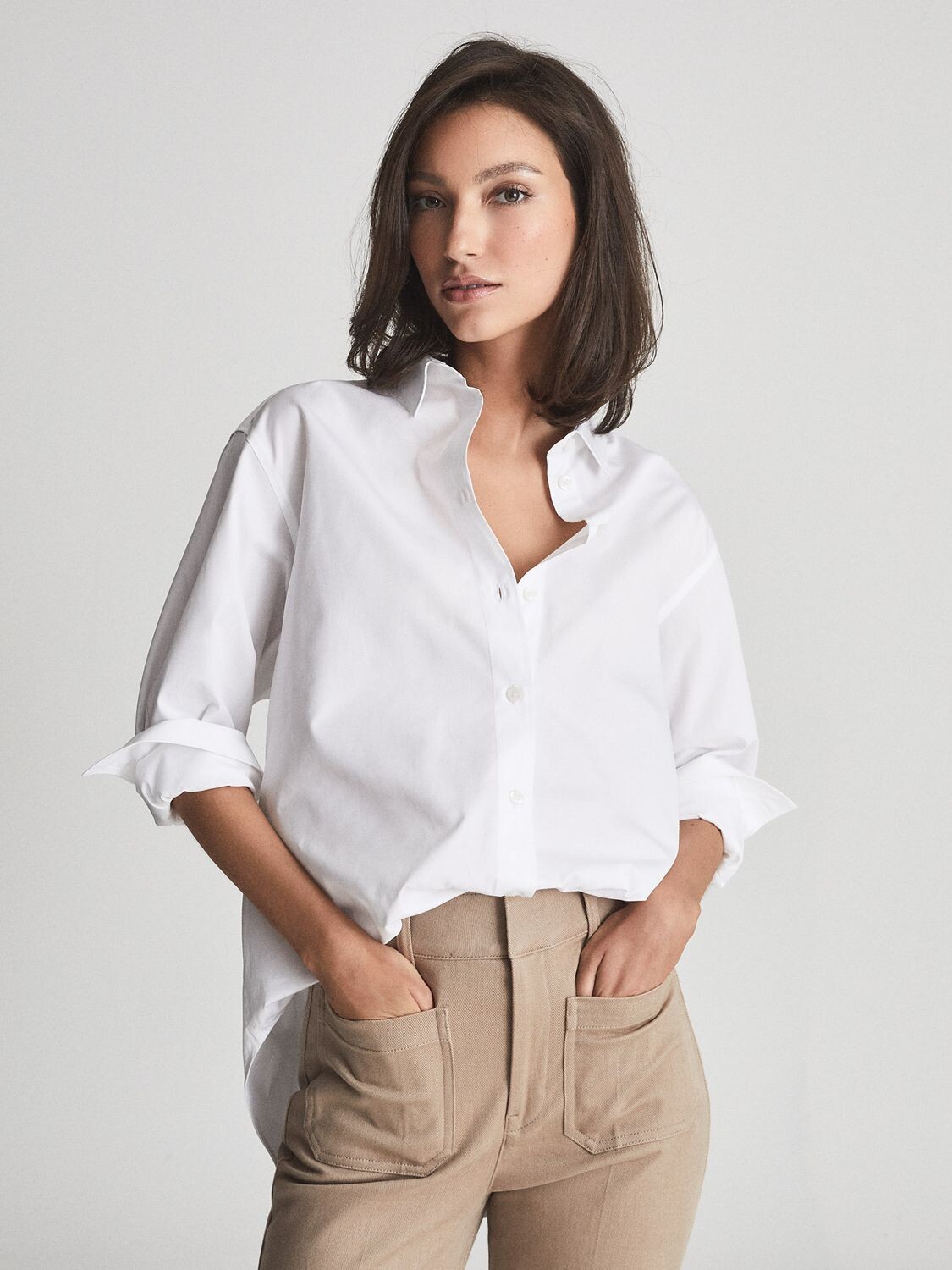 

Хлопковая рубашка Reiss Jenny, белая