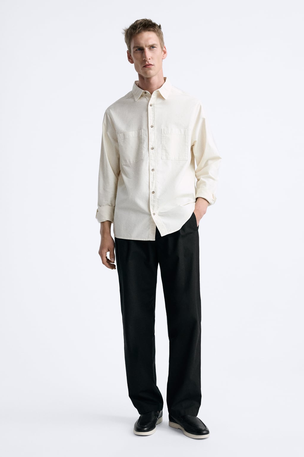 

Спортивные кожаные лоферы ZARA, черный