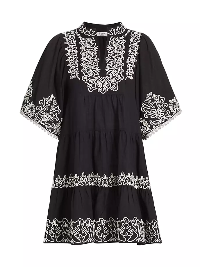 Мини-платье Cordera из хлопковой смеси с вышивкой Sea, черный