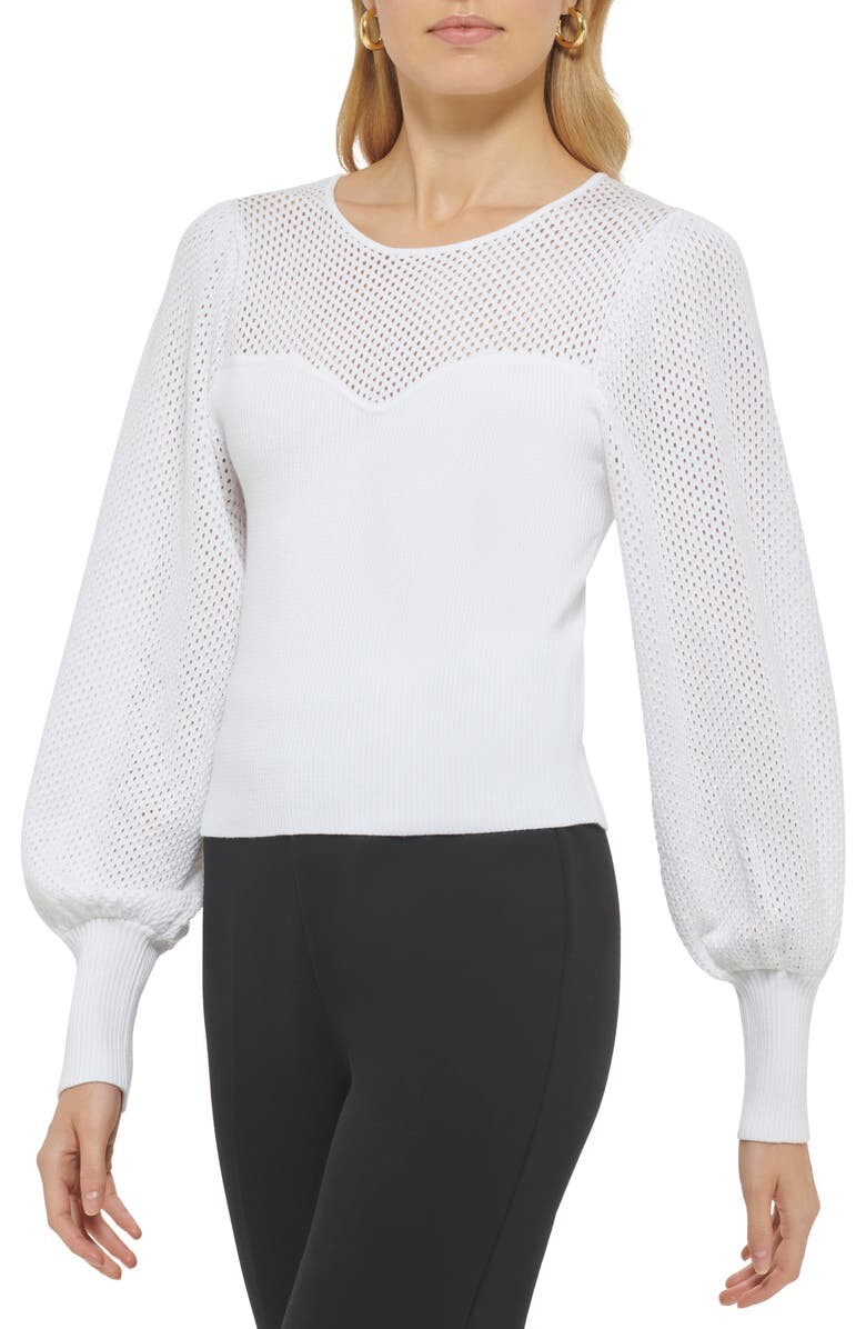 

Свитер с сетчатой ​​кокеткой и сердечком DKNY, белый