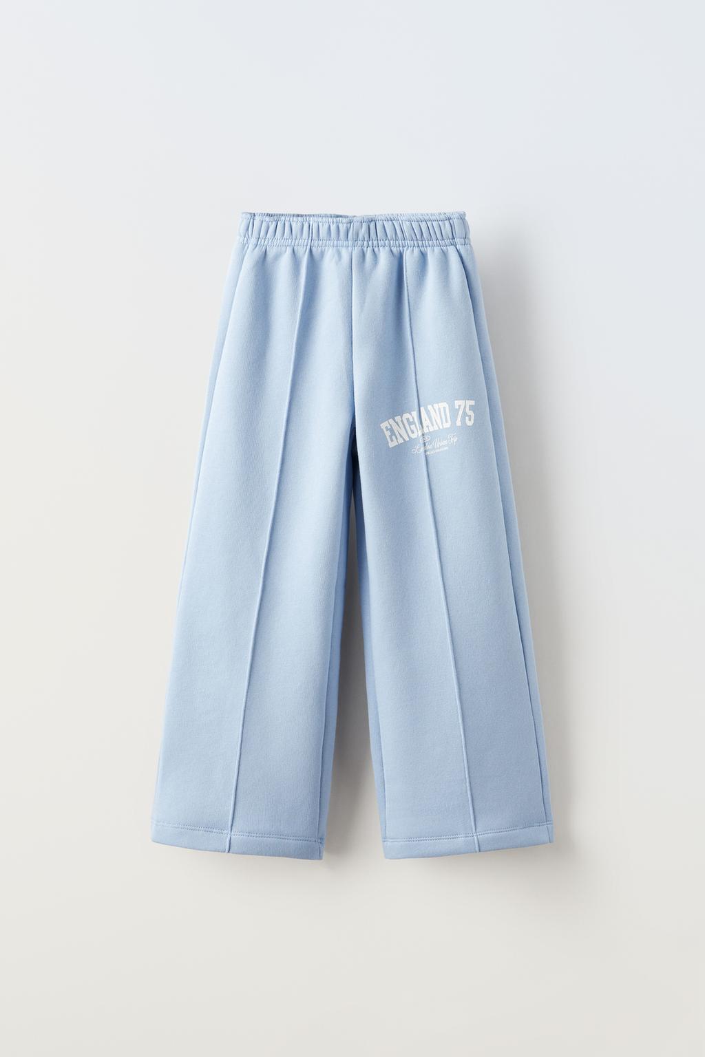 Широкие брюки ZARA, светло-синий широкие брюки zara белый