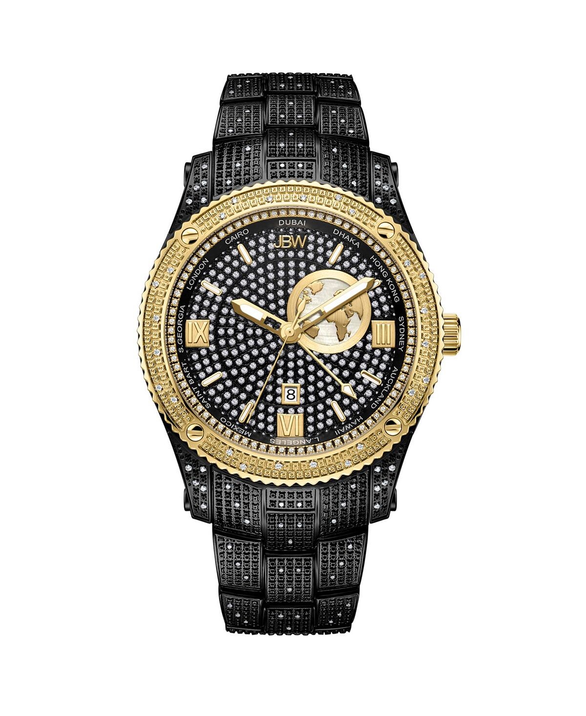 

Мужские часы Jet Setter GMT, черные часы с браслетом из нержавеющей стали, 46 мм Jbw