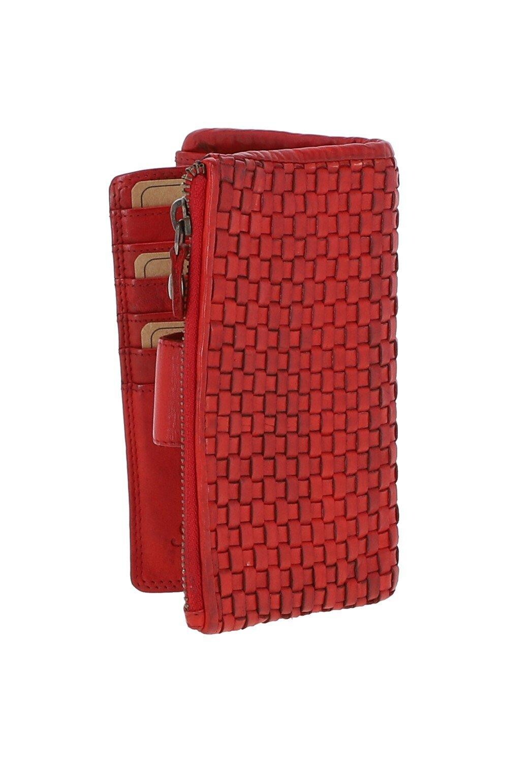 

Винтажный плетеный кожаный кошелек среднего размера на 18 карточек Ashwood Leather, красный