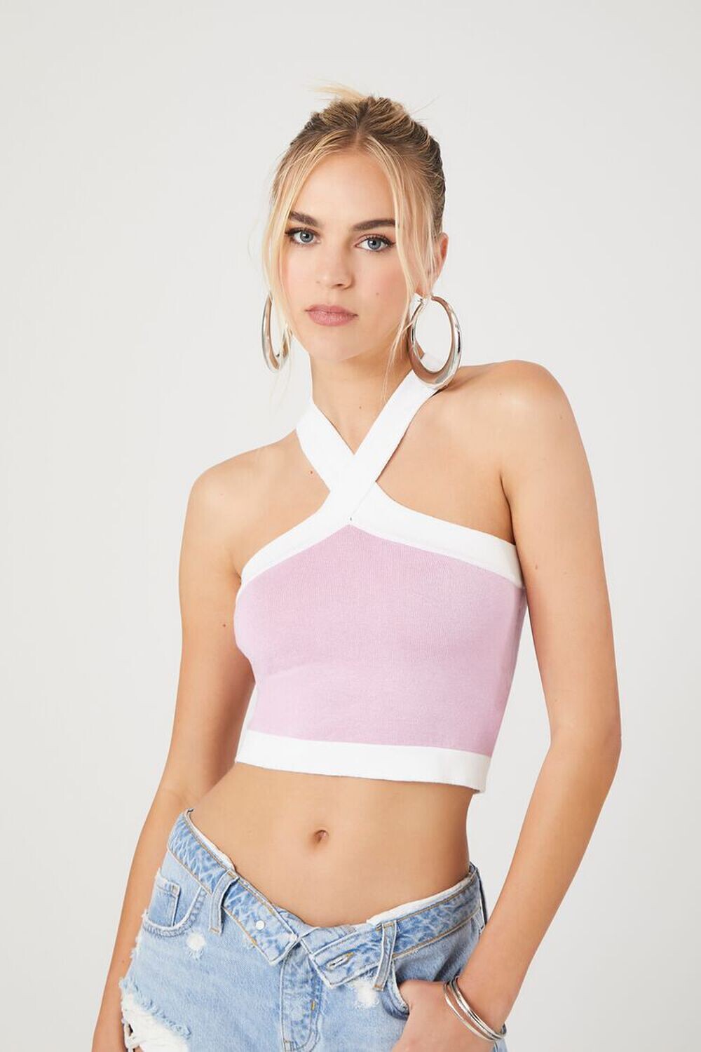 

Свитер-топ с бретельками на бретельках Forever 21, розовый