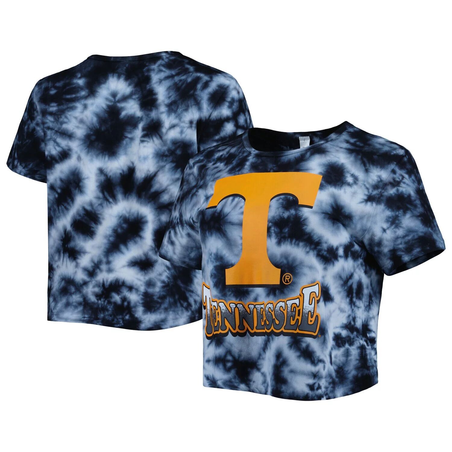 

Женская укороченная футболка ZooZatz Black Tennessee Volunteers Cloud-Dye