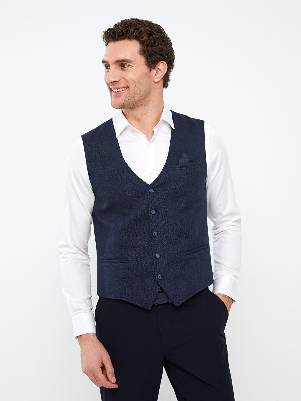 

Классический мужской жилет Slim Fit LCWAIKIKI Classic, темно-синий