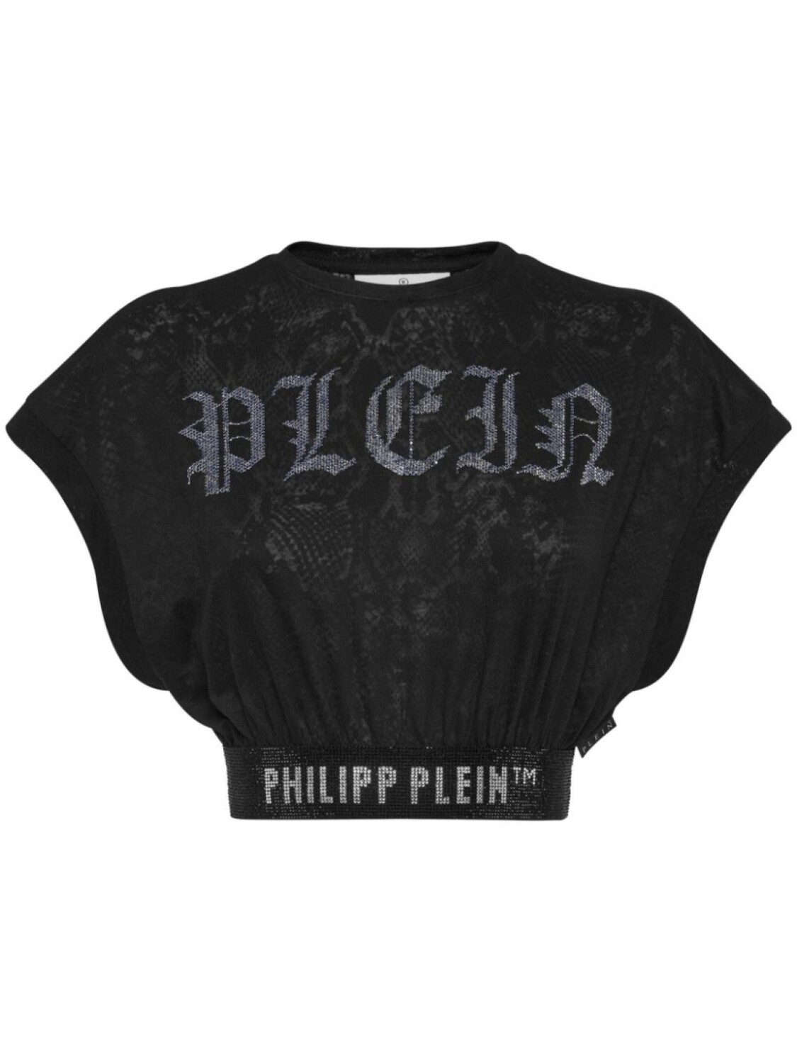 

Philipp Plein укороченная футболка с кристаллами, черный