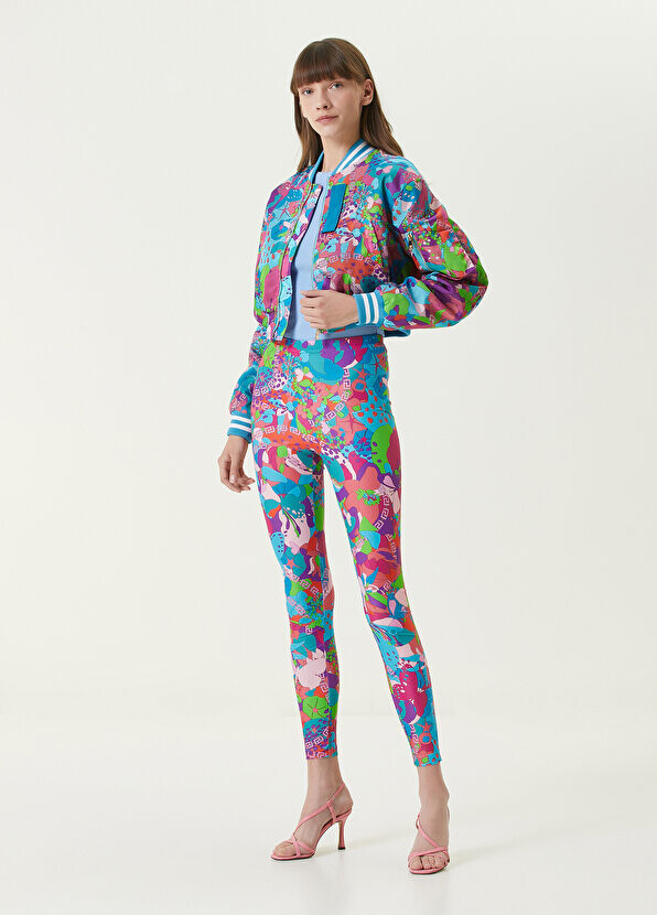 

Колготки с цветными блоками и рисунком Versace