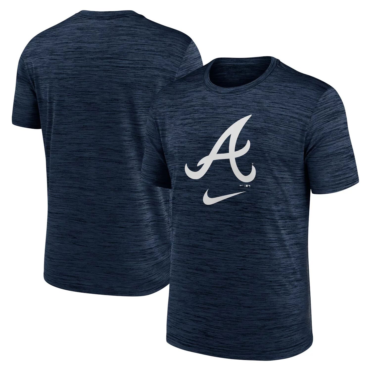 Мужская темно-синяя футболка с логотипом Nike Atlanta Braves Velocity Performance