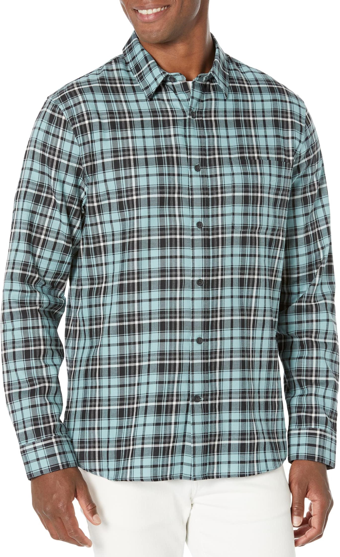 

Рубашка Vince Berkeley Plaid Long Sleeve, цвет Teal Shore